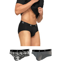 Xyxx Men's Underwear Shuffle Intellisoft Antimicrobial Micro Modal Brief Pack Of 3 (M; Camo Monocrom+Black+Grey)