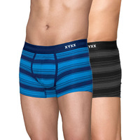 Xyxx Men's Pure Cotton Regular Striped Trunk (Pack Of 2) (Xy_Cr1_Trnk_01_2_3_Pacific Blue+Smoke Black_M)