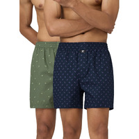Xyxx Men Combed Cotton Innerboxers, Relaxed Fit, Printed, Pack Of 2, Xybox2Pckn413Xxl, Infinity Blue+Wings Green, Xxl