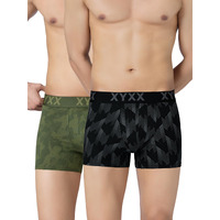 Xyxx Mens Cotton Modal Trunk, Snug Fit, Printed, Pack Of 2, Xytrnk2Pckn805Xl, Chevron Black+Olive Drift, Xl