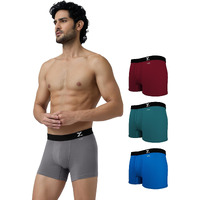 Xyxx Men Cotton Trunk, Regular Fit, Solid, Pack Of 4, Xytrnk4Pckn58L, Forest Grey+Dark Maroon+Legion Blue+Brilliant Blue, L