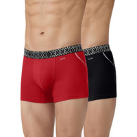 Xyxx Men's Pure Cotton Regular Solid Trunk (Pack Of 2) (Xy_Cr3_Trnk1_02_03_Rio Red+Black Night_L)