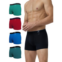Xyxx Men Cotton Modal Trunk, Regular Fit, Solid, Pack Of 5, Xytrnk5Pckn580M, Black Knight+Aqua Green+Rio Red+Pacific Blue+Green Emerald, M