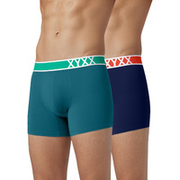 Xyxx Men Micro Modal Trunk, Relaxed Fit, Solid, Pack Of 2, Xytrnk2Pckn775M, Emerald Green+Navy Blue, M