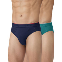 Xyxx Men Combed Cotton Brief, Regular Fit, Solid, Pack Of 2, Xybrf2Pckn661Xl, Midnight Blue+Emerald Green, Xl