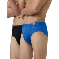 Xyxx Men Micro Modal Brief, Snug Fit, Solid, Pack Of 2, Xybrf2Pckn465L, Black+Horizon Blue, L