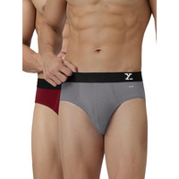 Xyxx Mens Aero Silver Cotton Underwear For Men, Anti-Odour Silver Tech, Lasting Freshness, Moisture Absorbent Pack Of 2 (Xxl; Dark Maroon + Frost Grey)