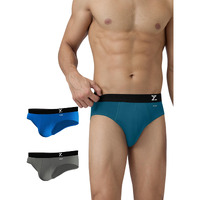 Xyxx Men's Cotton Relaxed Solid Briefs (Pack Of 3) (Xybrf_R36_03_Legion Brilliant Blue + Frost Grey_M)