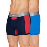 Xyxx Men's Underwear Illuminati Intellisoft Antimicrobial Micro Modal Trunk Pack Of 2 (Black Iris & Tango Red ; Brilliant Blue; L)