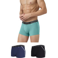 Xyxx Men Combed Cotton Trunk, Regular Fit, Solid, Pack Of 3, Xytrnk3Pckn871S, Atlas Blue+Black Night+Midnight Blue, S