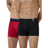 Xyxx Men Micro Modal Trunk, Snug Fit, Solid, Pack Of 2, Xytrnk2Pckn418Xl, Black+Tango Red, Xl