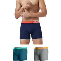 Xyxx Men Micro Modal Trunk, Relaxed Fit, Solid, Pack Of 3, Xytrnk3Pckn1049M, Navy Blue+Ash Grey+Emerald Green, M