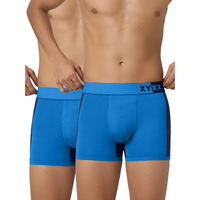 Xyxx Men's Underwear Dualist Intellisoft Antimicrobial Micro Modal Trunk Pack Of 2 (Brilliant Blue & Black Iris;Brilliant Blue & Black Iris; L)