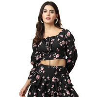 Oomph! Full Sleeve Crop Top, Black, Mt818