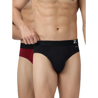 Xyxx Cotton Xybrf_R36_02 Relaxed Solid (Pack Of 2) (Aero Briefs For Men_Black + Dark Maroon_L)