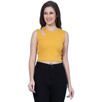 Oomph! Crop Tops For Women, Yellow - Mt570