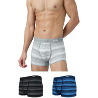 Xyxx Men Combed Cotton Trunk, Regular Fit, Stripe, Pack Of 3, Xytrnk3Pckn831S, Cloud Grey+Pacific Blue+Smoke Black, S