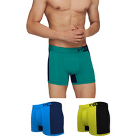 Xyxx Men's Underwear Dualist Intellisoft Antimicrobial Micro Modal Trunk Pack Of 3 (Lime Punch & Black;Navigate & Black Iris;Brilliant Blue & Black Iris; Xl)