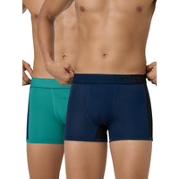 Xyxx Men's Underwear Dualist Intellisoft Antimicrobial Micro Modal Trunk Pack Of 2 (Navigate & Black Iris;Black Iris & Black; S)