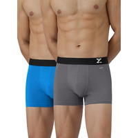 Xyxx Men's Cotton Classic Regular Solid Trunks (Pack Of 2) (Xytrnk_R36_2_Brillant Blue + Frost Grey_S)