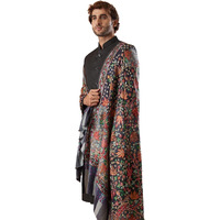 Pashmoda Men 100% Pure Wool Fabric Kalamkari Embroidered Shawl (Size: 101X203 Cm)