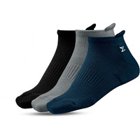 Xyxx Mens Ankle-Length Socks, Solid, Pack Of 3, Xysks3Pckn02, Midnight Blue+Icy Grey+Pitch Black