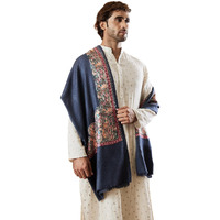 Pashmoda Men 100% Pure Wool Fabric Nalki Embroidered Stole (Size: 71X203 Cm)