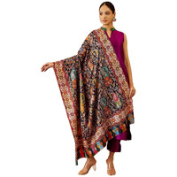 Pashmoda Women Zarmina Fine Wool Fabric Pashmina Kalamkari Embroidered Shawl, Stole And Wrap, Sustainable And Natural Fabric, Heritage Kashmiri Pashmina(Size 40X80)