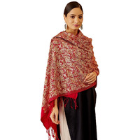 Pashmoda Women Aangan Wool Blend Nalki Embroidered Stole, Shawl And Wrap, Luxury Pashmina Evening Wrap (Size: 71X203 Cm)