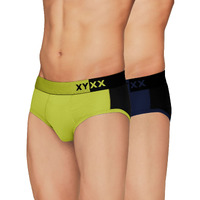 Xyxx Men's Modal Classic Relaxed Solid (Pack Of 2) (Dualist Brief Pack Of Two Combo Iris Lime Punch & Black_Xl)