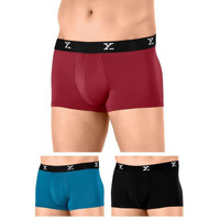 Xyxx Men's Micro Modal Trunks - Ace Underwear For Men Pack Of 3 (S; Rio Red+Black+Deep Sea Blue)