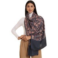 Pashmoda Women 100% Pure Wool Sozni Hand Embroidered Stole, Stole And Wrap, Luxury Pashmina Evening Wrap (Size: 71X203 Cm)(Navyblue)(Li36)