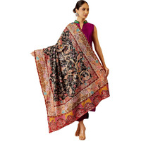 Pashmoda Women Bahaar Fine Wool Fabric Pashmina Kalamkari Embroidered Shawl, Stole And Wrap, Sustainable And Natural Fabric, Heritage Kashmiri Pashmina(Size 40X80)