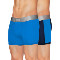 Xyxx Men's Underwear Illuminati Intellisoft Antimicrobial Micro Modal Trunk Pack Of 2 (Black Iris & Brilliant Blue ; Brilliant Blue; S)