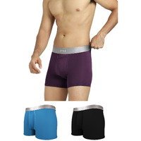 Xyxx Men Micro Modal Trunk, Relaxed Fit, Colorblock, Pack Of 3, Xytrnk3Pckn821Xl, Black + Wine + Seaport, Xl
