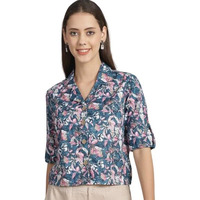 Patlani Women S/Girl S Rayon Full Stitched Lightwait Casual Top With Digital Floral Print. Blue