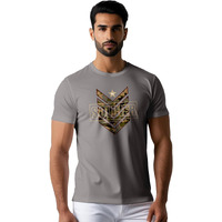 Peppyzone Men's Regular Fit Army Printed Pure Cotton T Shirt For Men (M, Grey3)