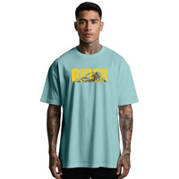 Peppyzone 100% Cotton Printed Bike Tshirt For Men - Drop Shoulder, Oversized Fit, Round Neck, Half Sleeve (2Xl, Sky Blue)