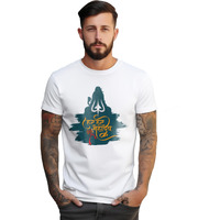 Peppyzone Men's Regular Fit Lord Shiva Mahakal Printed T Shirts For Men (Xl, White5)