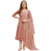 Yashika Floral Regular Women's Cotton Blend Printed Kurta With Pants And Dupatta Set (Az-Ys-Ks2092_Cg1_Pink