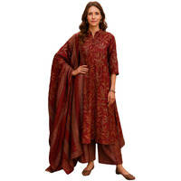 Yashika Floral Regular Women's Cotton Blend Printed Kurta With Pants And Dupatta Set (Az-Ys-Ks2125_Cg2_Maroon