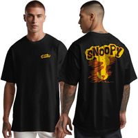 Peppyzone Men's Oversized Fit T-Shirt (Pz-Ost-Trendy43_Black