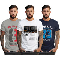 Peppyzone S To 5Xl Regular Fit Number Printed T-Shirt For Men - 100% Cotton, Half Sleeve, Combo Pack Of 3 (Xl, Combo32)