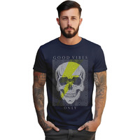 Peppyzone Men's Regular Fit T-Shirt (Pz-Skull458_Navy Blue5