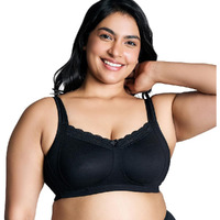 Nykd Super Support Everyday Cotton T-Shirt Push-Up Bra For Women Non Padded, Wirefree, Full Coverage (Everyday Pretty Lace Bra) Bra, Nyb190, Jet Black, 44Dd, 1N
