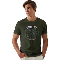 Peppyzone Men's Regular Fit T-Shirt (Pz-Zodiacgemini6005_Olive