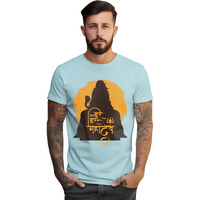 Peppyzone Men's Regular Fit Lord Shiva Mahakal Printed T Shirts For Men (5Xl, Sky Blue)