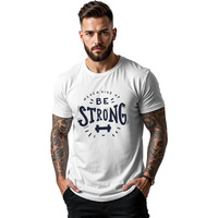 Peppyzone Men's Regular Fit Gym Workout Cotton T Shirt For Men (M, White5)