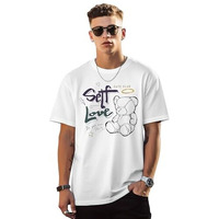Peppyzone Men's Oversized Fit T-Shirt (Pz-Ost-Teddy1620_White