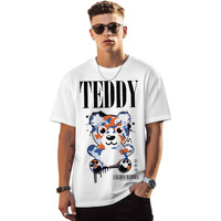 Peppyzone Men's Oversized Fit T-Shirt (Pz-Ost-Teddy3640_White